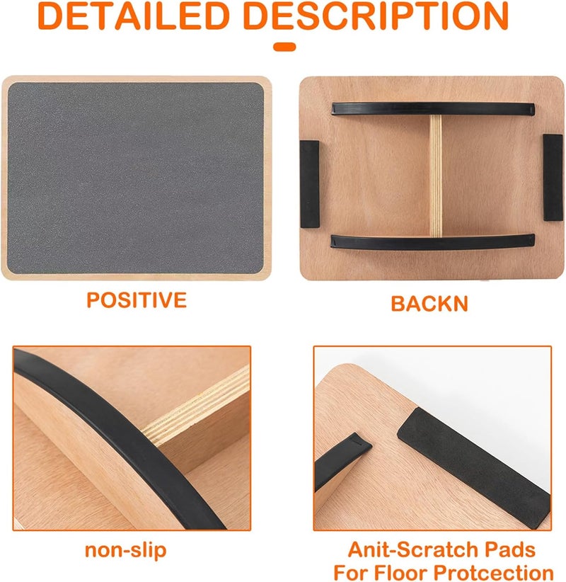 Juoe Balance Board Wobble Board for Adults and Kids - Anti-Slip 350LBS Balance Board for Physical Therapy,Balance Training,Posture Correction,Standing Desk Core Strength Wooden Balance Rocker Board - Image 3